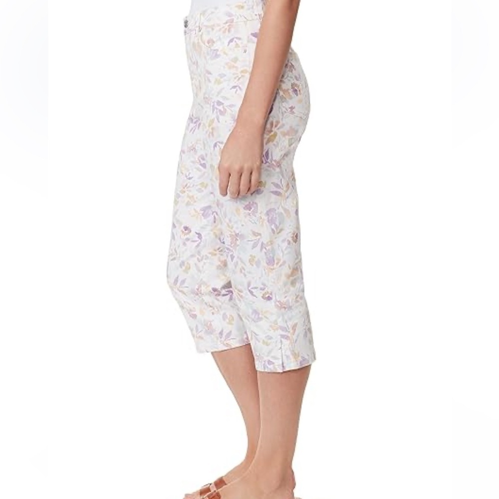 Gloria Vanderbilt Amanda Capri Vintage White Bahia Flora Size 24W MSRP $54 NEW - Picture 2 of 15